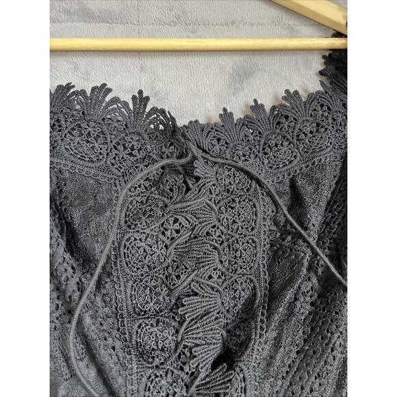 Double Crazy Mini Dress Large Black Lace Up Corset Babydoll Dark Fairy Coquette - Picture 2 of 12